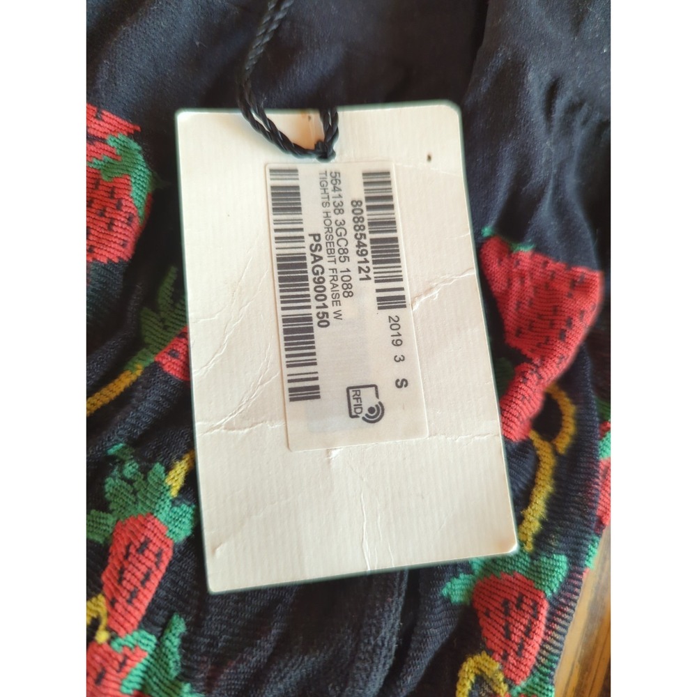 Authentic GUCCI Black Strawberry HORSEBIT FRAISE Tights Stockings S Please Read! - Picture 6 of 16